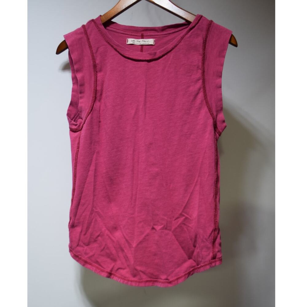 Free People We The Free Sleeveless Tank Top Pink Cotton Women's Large